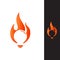 Brainstorming fire creative idea vector logo design. flame illustration with negative space light bulb icon symbol