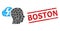 Brainstorming Recursion Collage of Brainstorming Icons and Scratched Boston Seal Stamp