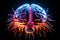 Brainwave aesthetics Neon head in vaporwave synthwave retrowave, bright science