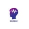 Brainwave logo design template. Silhouette of people head with pulse signal wave design concept. Magenta violet purple gradation