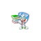 A brainy clever cartoon character of shield badges USA with star studying with some books