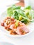 Braised fresh tuna with hot salad