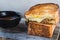 Braised Shortrib Grilled Cheese.  A blend of gruyere and taleggio cheese sandwiched between buttery artisanal white loaves.