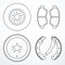 Brake disc, brake drum and brake pads. Brake parts icons