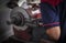 Brake lathe tool polishing disc brakes of cars working