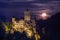 Bran castle at night and full moon