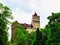 Bran Castle on Wet and Windy Day, Romania, Oil Painting Style