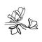 A branch of blooming magnolia. Black outline on an isolated white background. Flowers in doodle style. Spring magnolias. Stock