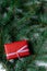Branch christmas tree background red gift box vertical evergreen