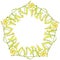 Branch with leaves buds and flowers bindweed floral pentagonal frame, border wreath for your text yellow light green Leaves