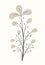 Branch with leaves in a gray tone in vintage style on a notebook page