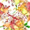 Branch of pears with rose hips fruit. Watercolor background illustration set. Seamless background pattern.