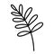 Branch vector icon. Hand-drawn illustration isolated on white background. Botanical sketch of a rosehip sprig with oval leaves.