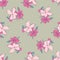 Branches with flowers drawing, bloom in pink colors, meadow floral seamless pattern, nature abstract background vector. Line art