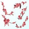 Branches of rose blossoming sakura . Japanese cherry tree. Vector Isolated icon Set