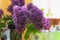 The branches of velvet lilac in a vase close up