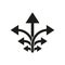 Branching arrows icon. Vector icon for branching three arrows. Arrows branching outline icon.