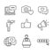 Brand Ambassador Thin Line Outline Icon Set with Megaphone,