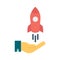 Brand development, rocket, startup, branding fully editable vector icons