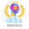 Brand image infographics icon. Puzzle human head on winner podium.