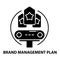 brand management plan icon, black vector sign with editable strokes, concept illustration