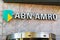 Brand name logo ABN AMRO bank in Netherlands