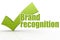 Brand recognition word with green checkmark