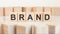 Brand word made with building blocks, concept