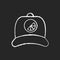 Branded cap chalk white icon on black background