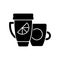 Branded cup and thermal cup black glyph icon