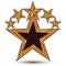 Branded golden geometric symbol, stylized golden star with black