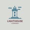 Branded logo company lighthouse with clouds.