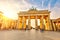 Brandenburg gate at sunset