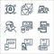 branding line icons. linear set. quality vector line set such as content, strategy, vision, social media, analysis, customer
