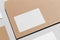 Branding / Stationery Mock-Up - Kraft & White. Close-Up - DL Envelope, Compliments Slip 99x210mm, Business Cards 85x55mm
