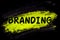 Branding word with glow powder