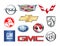 Brands of General Motors Company, such as: GMS, Chevrolet, Opel, Vauxhall, Faw, Buick, Cadillac, Holden, Autobaojun, Wuling and