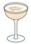 Brandy Alexander classic IBA listed cocktail in cope martini glass. A sweet white creamy drink garnished with ground