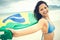 Brasil flag woman fan