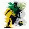 Brasil national football player. Brazilian soccer team. Brazil soccer poster. Abstract Brazilian football background