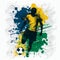 Brasil national football player. Brazilian soccer team. Brazil soccer poster. Abstract Brazilian football background