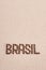 Brasil written with coffee beans on canvas