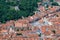 Brasov Council House, Black Church, and White Tower, historic center, viewed from above