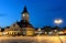 Brasov Council Square, night view in Romania