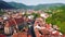 Brasov, Romania, Transylvania - Flying over historical downtown