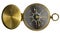 Brass antique pocket compass with lid and black scale isolated