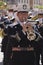 Brass band musicians, Palm Sunday, this band wears the uniform of Captain of Squad of the Royal escort of Alfonso XIII