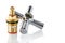 Brass Ceramic Faucet Cartridge. Swivel bronze bush for household plumbing isolated on white