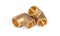 Brass fittings for plumbing pipes, connector for two different sizes, 90 degree angle