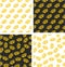 Brass Knuckles or Knuckle Duster Aligned & Random Seamless Pattern Gold Color Set